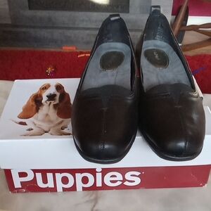 Hush Puppies Black Leather Loafers